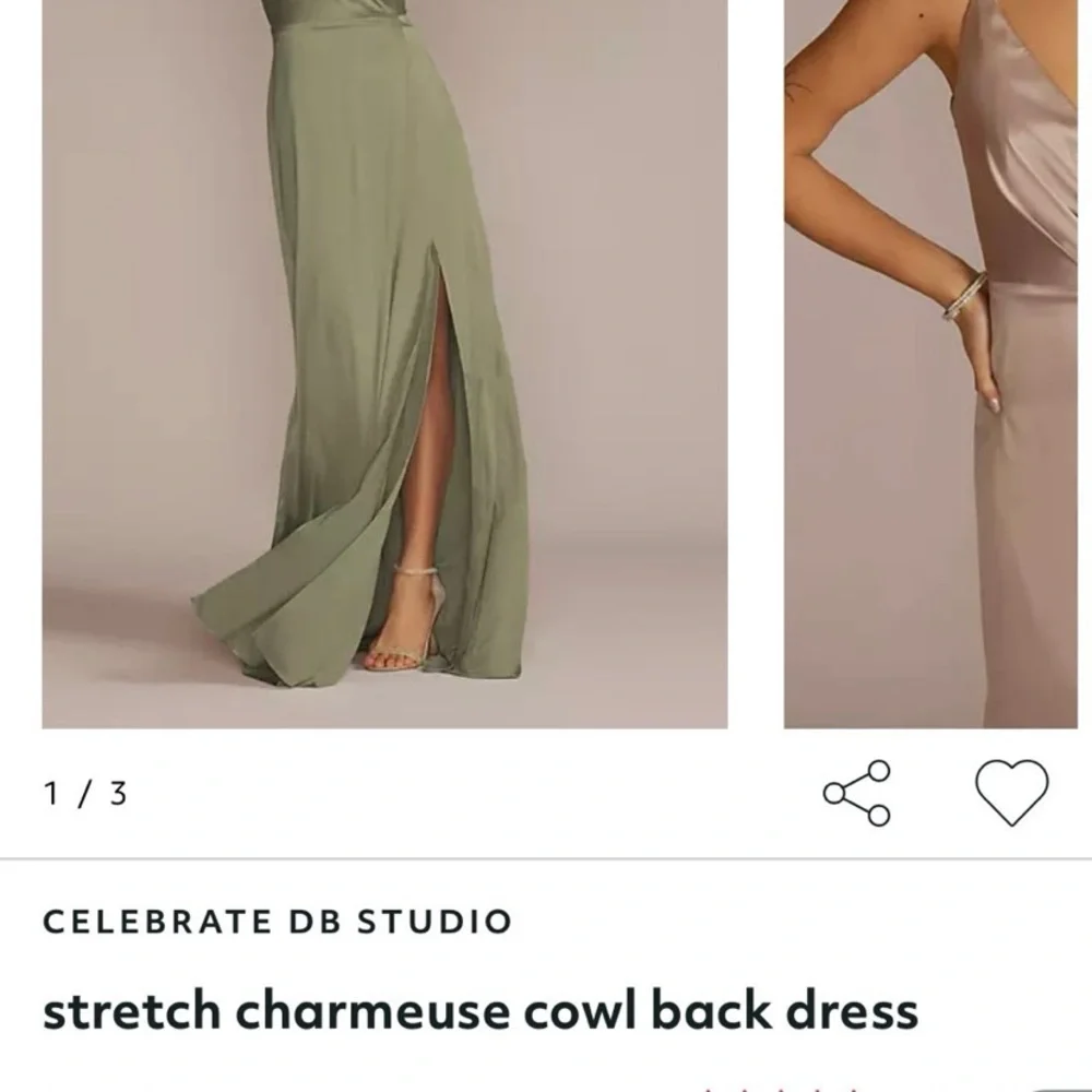 David's Bridal Green Ruched Maxi Gown - Picture 10 of 10